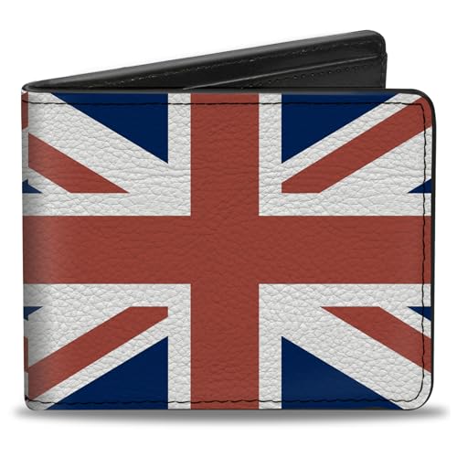 Buckle-Down Men's Wallet, Bifold, United Kingdom Flags, Vegan Leather, 4.0