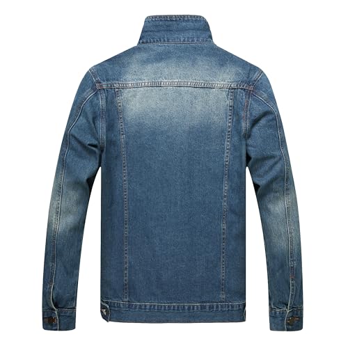Image of Mens Denim Jacket Ripped Slim Jean Jacket Coat for Men