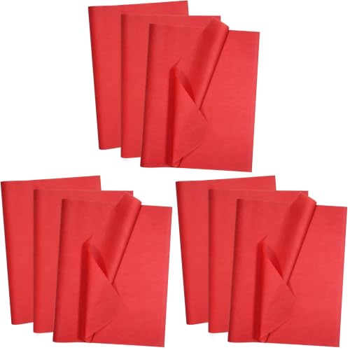 Image of 100 Sheets Red Tissue Paper Artdly 14 x 20 Inches Red Wrapping Paper Bulk for Weddings Birthday DIY Project Wrapping Crafts Decor (Pack of 3)