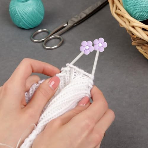Image of 10 Pack Cute Flower Needle Point Protectors Silicone Needle Point Protectors Knitting Accessories and Supplies Knitting Needle Stoppers Knitting Needles Point Protectors Knitting Tools