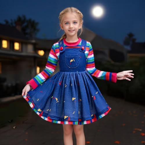 Disfraz completo vestido azul de mezclilla para niñas miniatura 6