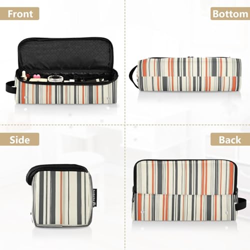 Bolso de viaje GuoChe para herramientas de cabello con tapete resistente al calor desmontable, diseño a rayas color block miniatura 5