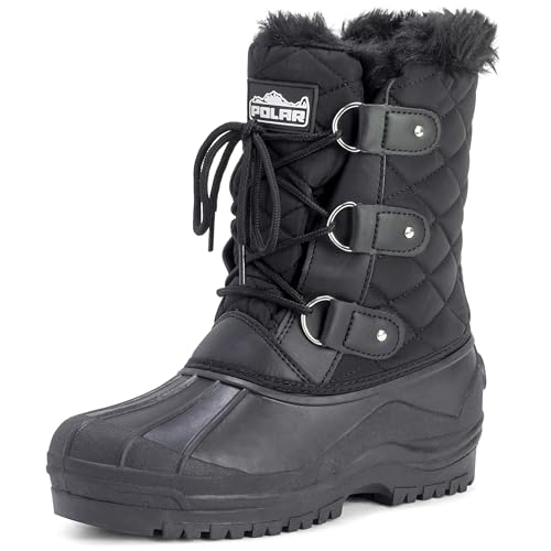 POLAR Womens Mid Calf Mountain Walking Tactical Waterproof Boots - Black - US9/EU40 - YC0363