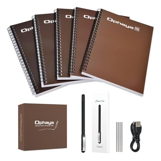 Ophaya Sync Smart Pen and A5 Notebook(5-Pack) Set | Sync Paper Notes to Phone/Tablet Instantly | Smart pens for Note Taking| Convert to Text, Sync Audio, Search & Share | Works Offline (iOS/Android)