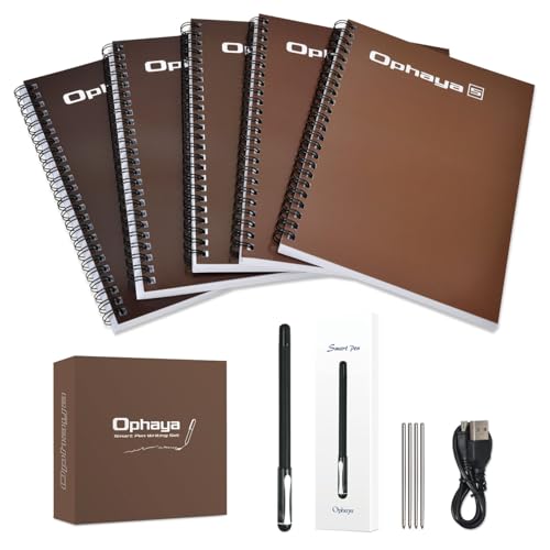 Ophaya Sync Smart Pen and A5 Notebook(5-Pack) Set | Sync Paper Notes to Phone/Tablet Instantly |...