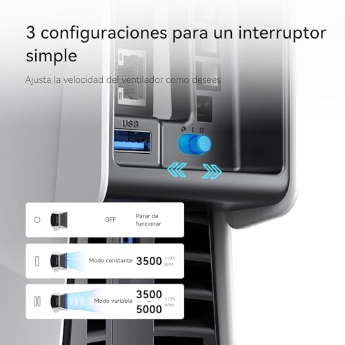 KIWIHOME Ventilador de Refrigeración para PS5 Slim, Con Ajuste de Velocidad Auto, Accesorios de Refrigeración Silenciosos con LED y USB3.0 Externo, para Disc y Ediciones Digitales, No para PS5 Pro - imagen 3