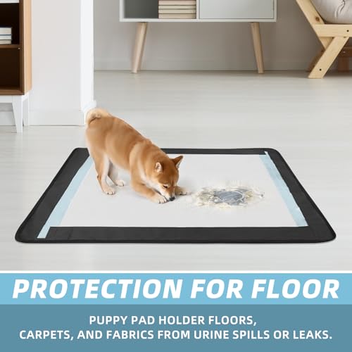 Image of Dog Pee Pad Holder, Puppy Pad Holder, 14 Powerful Magnetic Clips, Indoor Dog Potty, Oxford Cloth Material, Fit 34x28 Pad, Black