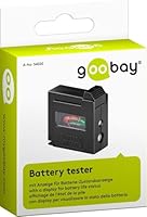 Goobay 54020 Batterietester für alle Batterien & Akkus Batterietester für AAA, AA, C, 9V, D, N & 1,5V Knopfzelle Batterieprüfgerät mit Display Schwarz