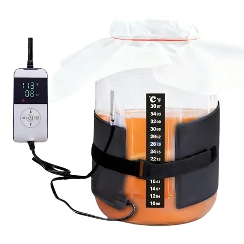 Calentador de Levadura Madre para Frascos de Masa Madre, Control Preciso de Temperatura Ajustable de 5 a 45 °C, Temporizador de 24 H y Memoria para Pan y Fermentación, 47 x 12.7 cm