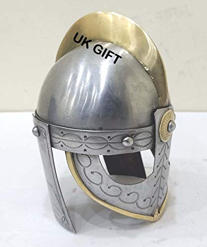 Medieval Viking Valas Guards Armour Mini Helmet with Free Wooden Stand Decor Helmet, silver - Image 3