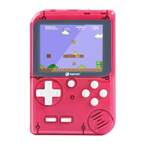 Image of Sameo Handheld Video Game Console, Dreamboy Retro Mini Game with 500 Classic Retro Game TV Compatible for Kids, Rechargeable 8 Bit Classic (Ice Red)