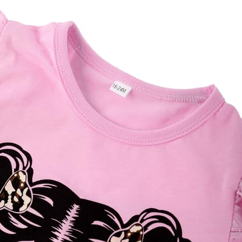 Image of Akyzic Little Girl Skirt Outfit Two Piece Spring Summer Outfit Butterfly Dress Cat Print Skirt Toddler Girl Outfit Set