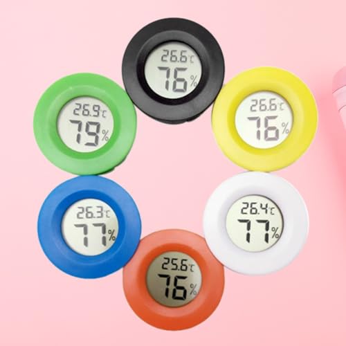 PLAFOPE LCD電子部品ABS素材使用した丸型ミニ温湿度計温度湿度測定しやすく シガーヒュミドールやインキュベーターなどの室内環境管理に最適なデジタル温湿計 ランダムカラー [4]