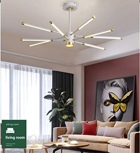 Plafonnier suspendu LED spoutnik chic blanc et or à 8 lumières de qualité supérieure