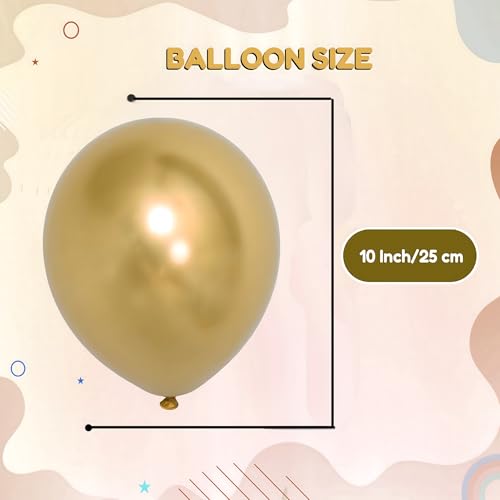 Image of Balloons for Birthday Decoration Kit Chrome Metallic Gold 20 pcs Latex Glossy Finish Party Balloon for Wedding, Anniversary Celebration 10 Inch Helium & Air Supported