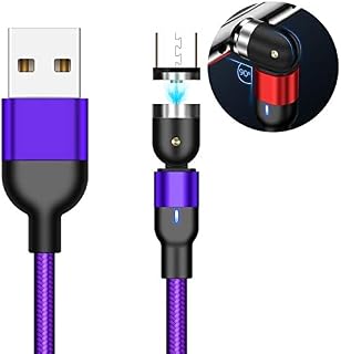 CHENCHUAN Mobile Phone Cables 1m 2A Output USB to Micro USB Nylon Braided Rotate Magnetic Charging Cable(Black) Smartphone Accessory (Color : Purple)