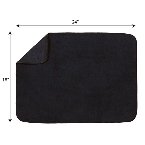 Kitchen Basics Absorbent, Reversible Microfiber Xl Dish Drying Mat For Kitchen, Dish Mat For Counter, 18 Inch X 24 Inch, 1 Pack, Black #TOP1