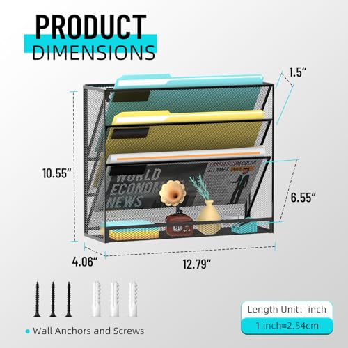 Rangement de documents mural 4 niveaux pour dossiers et magazines - 4