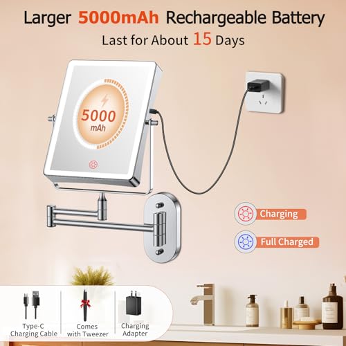 Espejo de Maquillaje de Pared Recargable FUNTOUCH 5000mAh miniatura 2