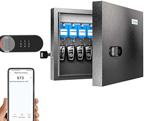 WeHere Key Lock Box Wall Mount, 16 Key Cabinet with Combination Lock & Key Tags, Key Organizer Security Storage Lockbox with Digital Code, Mini ERP Key Managemen Great for Office,Home