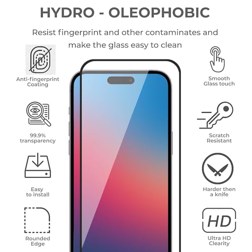 Image of PremiumiPhone 15 Pro Max Tempered Glass With Camera Lens Protector-Ultimate Protection Kit Edge To Edge Screen Protector ForiPhone 15 Pro Max 9H Hardness Ultra Hd Anti-Scratch Case Friendly
