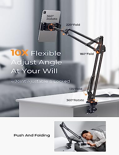 Lisen Tablet Phone Stand For Ipad Holder Mount For Desk [Ultra Durable]2 Clamps Phone Tablet Holder For Iphone Flexible Tablet Mount Cell Phone Stand Fits Ipad Pro Iphone 14 13 Galaxy All 4-13" Device #TOP7