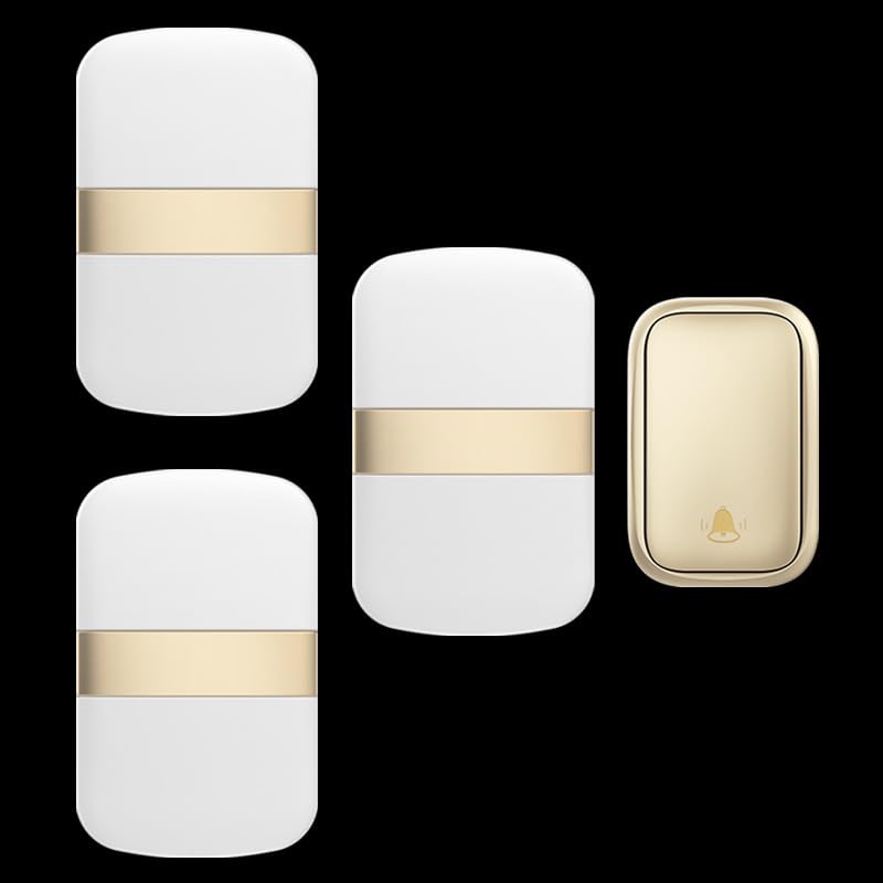 Genérico Timbre inalámbrico autoalimentado sin batería, IP68, Impermeable, Kit inalámbrico enchufable, 3 receptores, 60 timbres Fuertes, 5 Niveles de Volumen (0-120 dB), luz LED para el fre