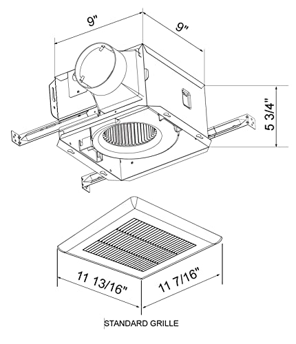 Kaze Appliance Snp100L9 | 100 Cfm | 0.8 Sone | Dimmable 4000K Edge Lit Led | No Attic Access Required Quiet Bathroom Ventilation Exhaust Extractor Fan #TOP2