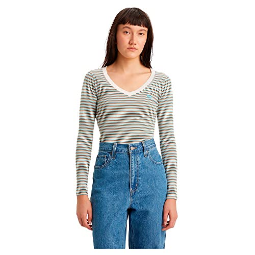 Levi's Damen Long Sleeve Vneck Baby Tee T-Shirt