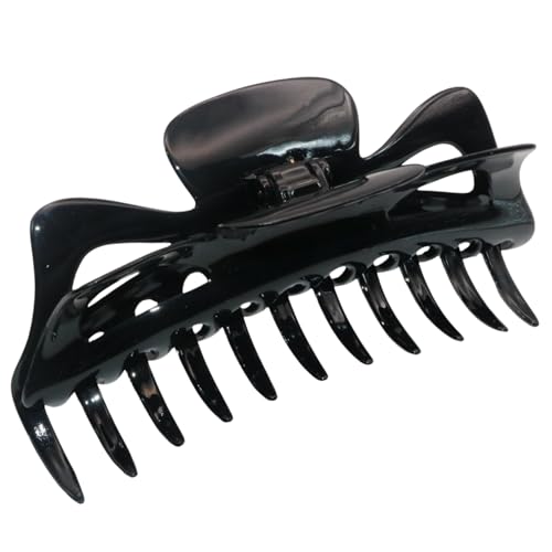 Parcelona French Classic Large 5.5 Inches Celluloid Black Claw Jaw Hair Clip Clamp Clutcher by Parcelona