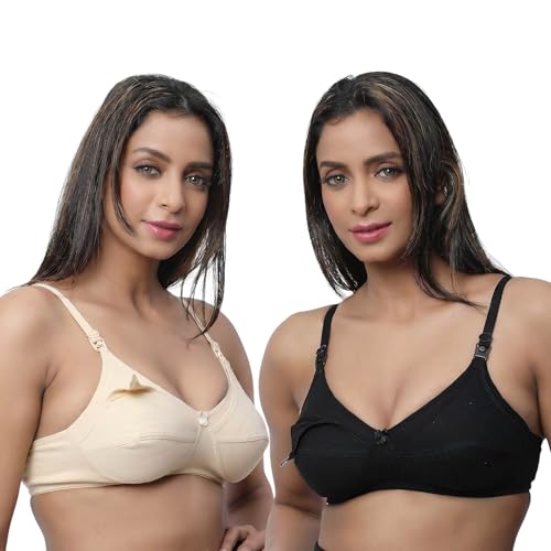 Image of CEE 18 Women's Cotton Non Padded Non-Wired Maternity Nursing Bra Combo Pack c of 2