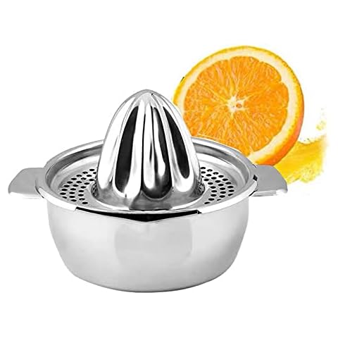 Citrus Lemon Orange Juicer, Stainless Steel 304 Strong and Durable Manual Juicer Reamer Rotary Press Cover