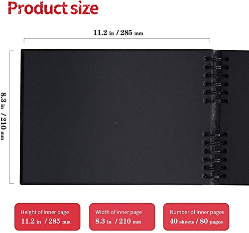 Yosemy Fotoalbum zum Selbstgestalten,80stk Scrapbook Schwarz Seiten Fotobuch 10 Metallic Stift 12 Fotoaufklebern 2… – Bild 3