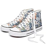 hash bubbie Women's High top Sneakers Classic High Tops Canvas Shoes Embroidery Lace up Tennis Shoes