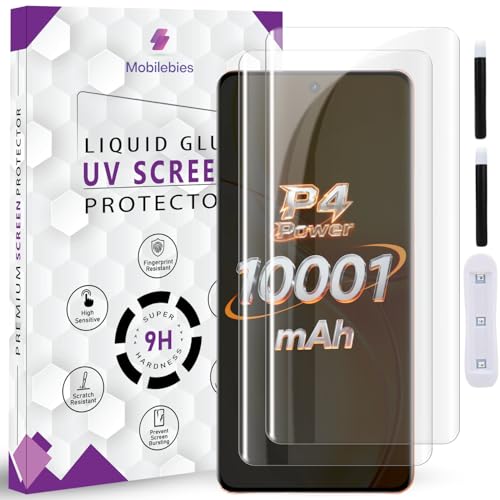 Image of Premium HD+ UV Tempered Glass Screen Protector For Realme P4 Power 5G (6.8 Inch, Pack of 2) Full Adhesive UV Curved Screen Protector Case Friendly HD Clarity with installation kit & Guide