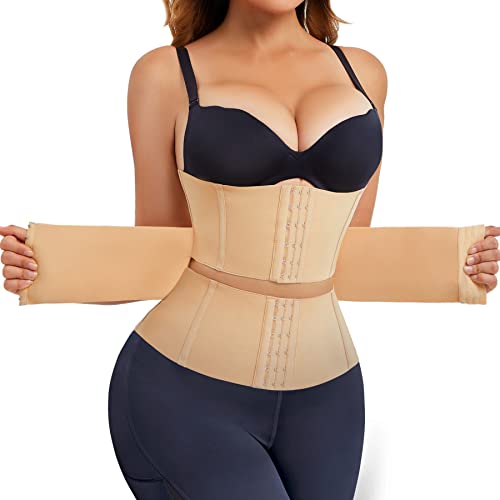 Lmoyakg Beige Waist Trainer For Women Waist Corsets Belt Cincher Underbust Waist Slimming Trimmer Workout Waist Corset For Under Dress - M #TOP22