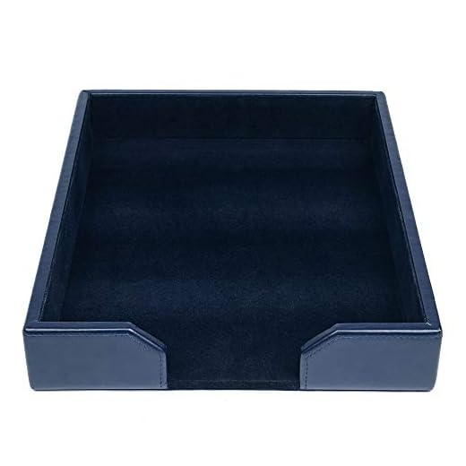 DACASSO Bonded Leather Desktop Letter Tray - Luxury Letter Holder & Paper Organizer for Desk - Office Organization & Executive Desk Decor - (Navy Blue)