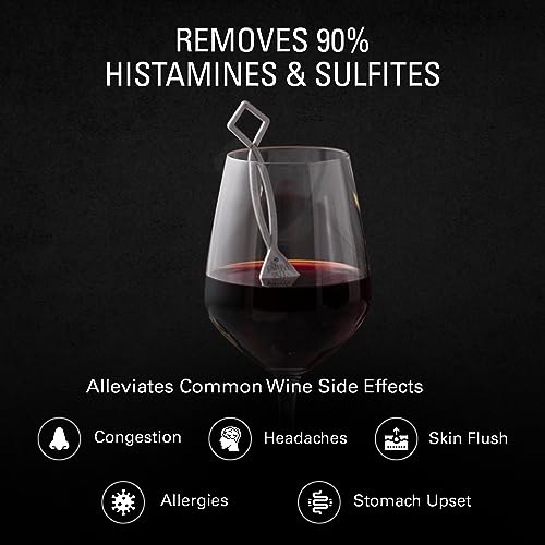 Colorful Wand Wine Purifer by PureWine- 8 Wine Sticks Filter Histamines & Sulfites, May Reduce Headaches - Disposable Wine Accessory for Family, Stocking Stuffers, Parties