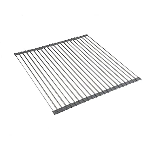 Ahyuan Roll up Dish Drying Rack Over The Sink Folding Dish Rack Portable Dish Drainers for Kitchen Sink Counter Roll-up Drying Rack RV Foldable Dish Drying Rack (Warm Gray, 16.9''Wx20.5''L)