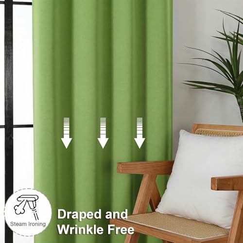 Image of Simplebrand Ava Lime Short 36 Inches Blackout Curtain 2 Panels Set, Half Window Rod Pocket Privacy Curtain Tiers for Kitchen, Curtains Blackout for Bathroom Shades, W40 x L36 Inch, Lime