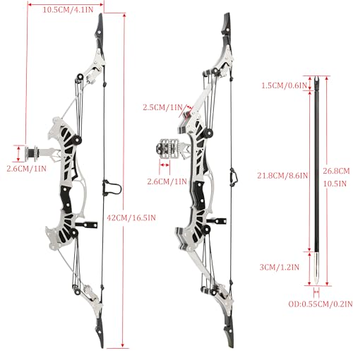 6-16.5" Compound Bow and Arrows Set for Archery Target Shooting Small Hunting Games Pocket Bow Survival Bow Gift LTH/RTH (Type9-16.5 in Bow Set)