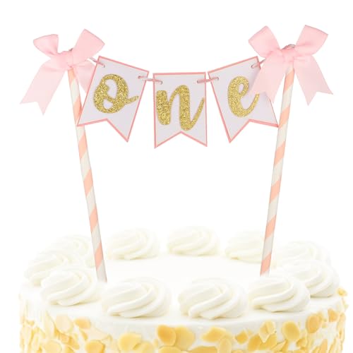 Cake Topper 1. Geburtstag, One Cake Topper Happy birthday, 1. Geburtstagstortenaufsatz für Babyparty-Geschenke, Handgemachter Geschlechtsenthüllung, Baby-Fotobox-Requisiten