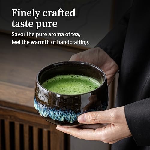 Miniatura 7 de Teanagoo Tazón De Cerámica Japonesa Matcha Con Soporte Para Batidor, 18 Oz K14, Azul, Tazón De Té Matcha Chawan, Tazón De Cerámica Matcha, Tazones De Té Para Matcha, Tazón De Cerámica