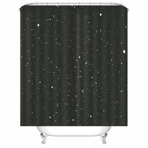 Rideau de douche en tissu lavable polyester imperméable noir à pois blancs - 2
