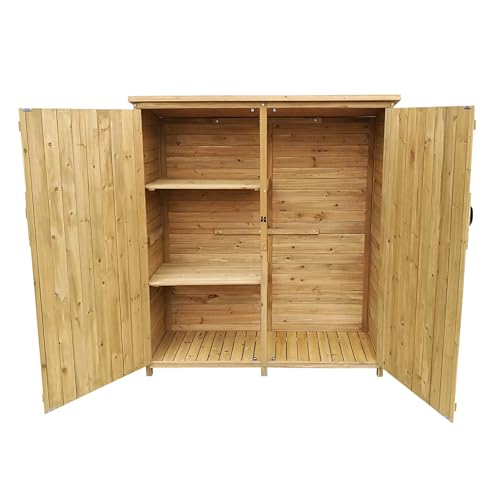 Wiltec Gartenhaus mit 2-flügelige Tür 1350x500x1540mm aus Fichtenholz mit Bitumendach für Garten, Terrasse & Balkon Gerätehaus Geräteschuppen Holzhaus Werkzeugschrank