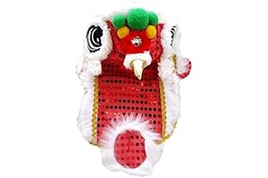 DELIFUR Chinese New Year Lucky Red Dragon Dance Lion Pet Costume