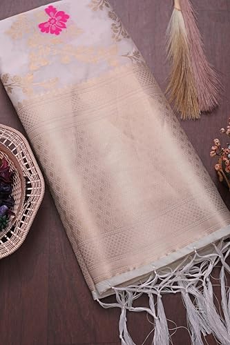 Image of DEVANGI Women's Woven Jacquard Banarasi Silk Printed Dupatta /Chunni with Meena Work, Width 1 Meter, Length 2.5 Meter