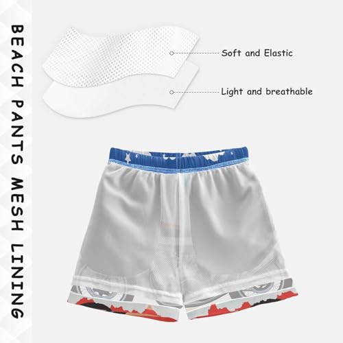 Boys Beach Board Shorts Motocross Cartoon Rainbow Swim Trunk Teen Swimwear 8-16Y4