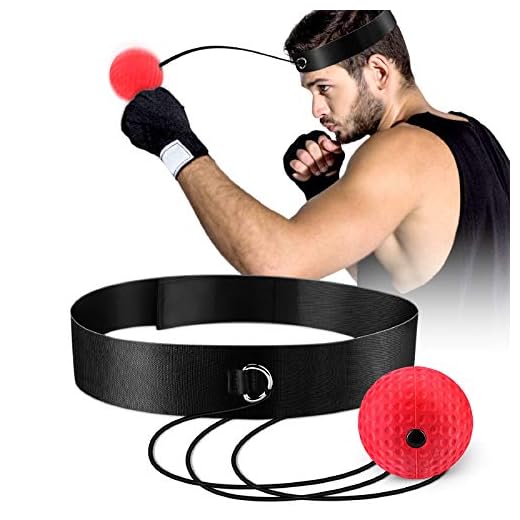 OOTO Uppgraderad boxningsreflexboll, boxningsträningsboll, mma hastighetsträning lämplig för vuxna/barn bästa boxningsutrustning för träning, hand-öga-koordination och fitness. Röd