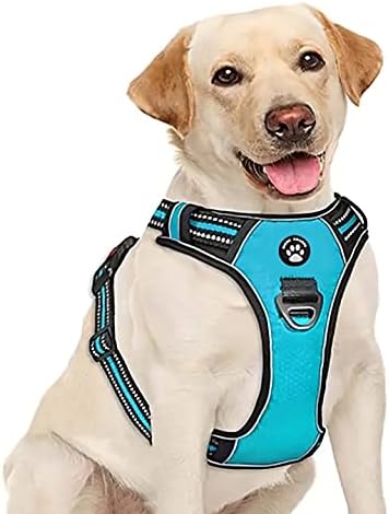Niche Brands No Pull Choke Resistant Dog Harness, Adjustable 3M Reflective Oxford Pet Vest Harness with Dual Leash Clips, Soft Padded Dog Vest Adjustable Front with Easy Control Handle (Blue, M)